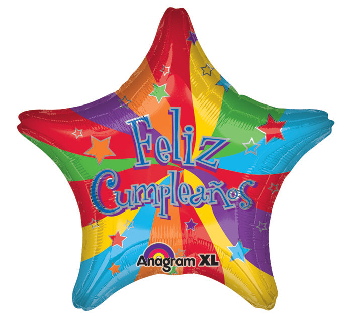 32" Feliz Cumpleanos Estrella Jumbo Balloon (Spanish)