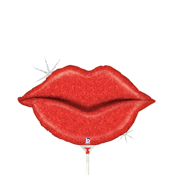 14" Airfill Only Shape Mini Glitter Lips Foil Balloon