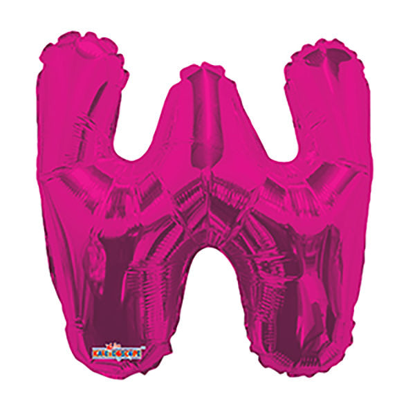 14" Airfill with Valve Only Letter W Hot Pink Balloon
