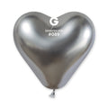 13" Gemar Latex Balloons (Bag of 25) Shiny Silver Heart