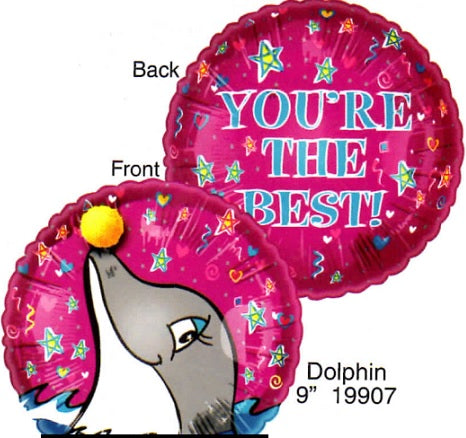 9" Airfill Only Lil' Fuzzies Dolphin balloon