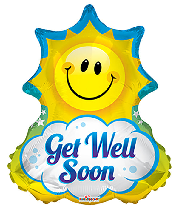 28" Get Well Sun Shape balloons