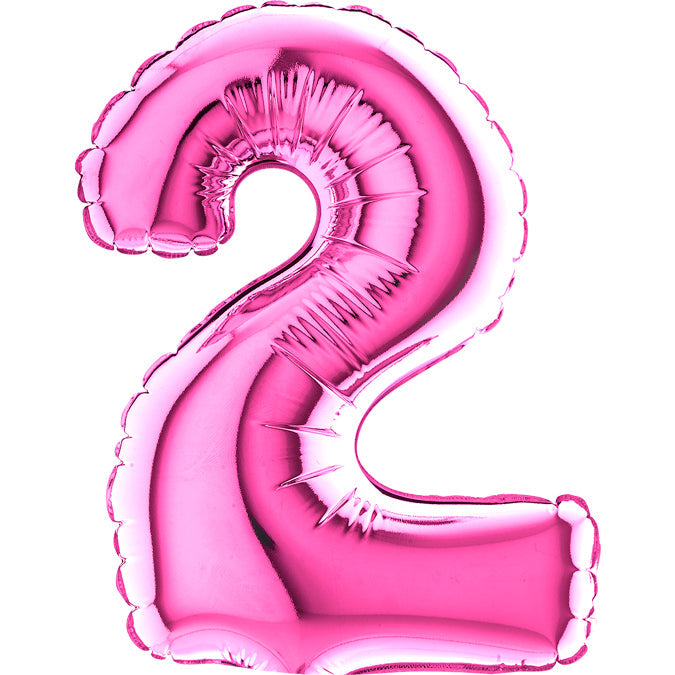 7" Airfill Only (requires heat sealing) Number Balloon 2 Fuschia