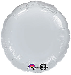 18" Silver Circle Anagram Brand Balloon