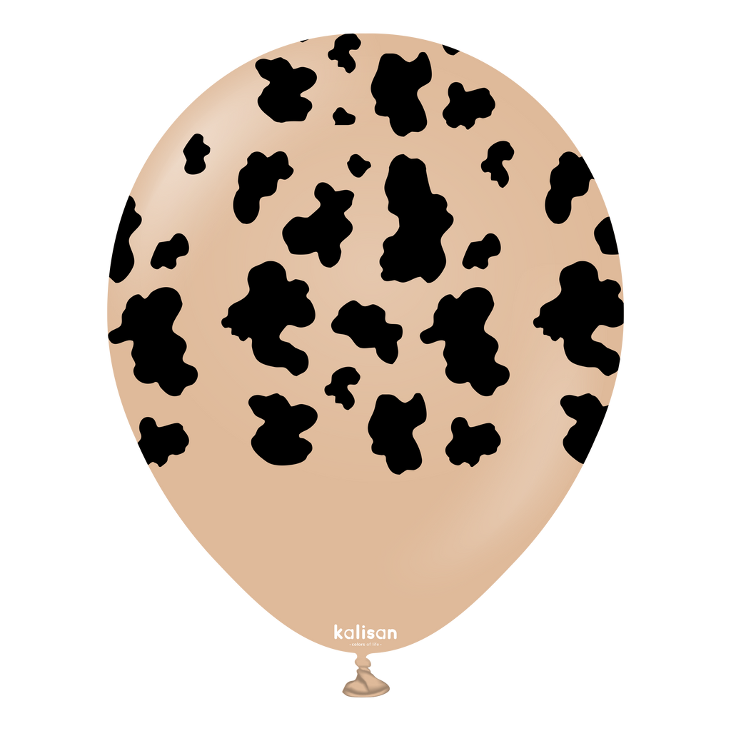 12" Safari Cow Printed Desert Sand Kalisan Latex Balloons (25 Per Bag)