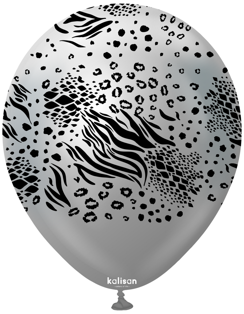 12" Balloons Printed Mutant Safari Mirror Silver Kalisan (25 Per Bag)