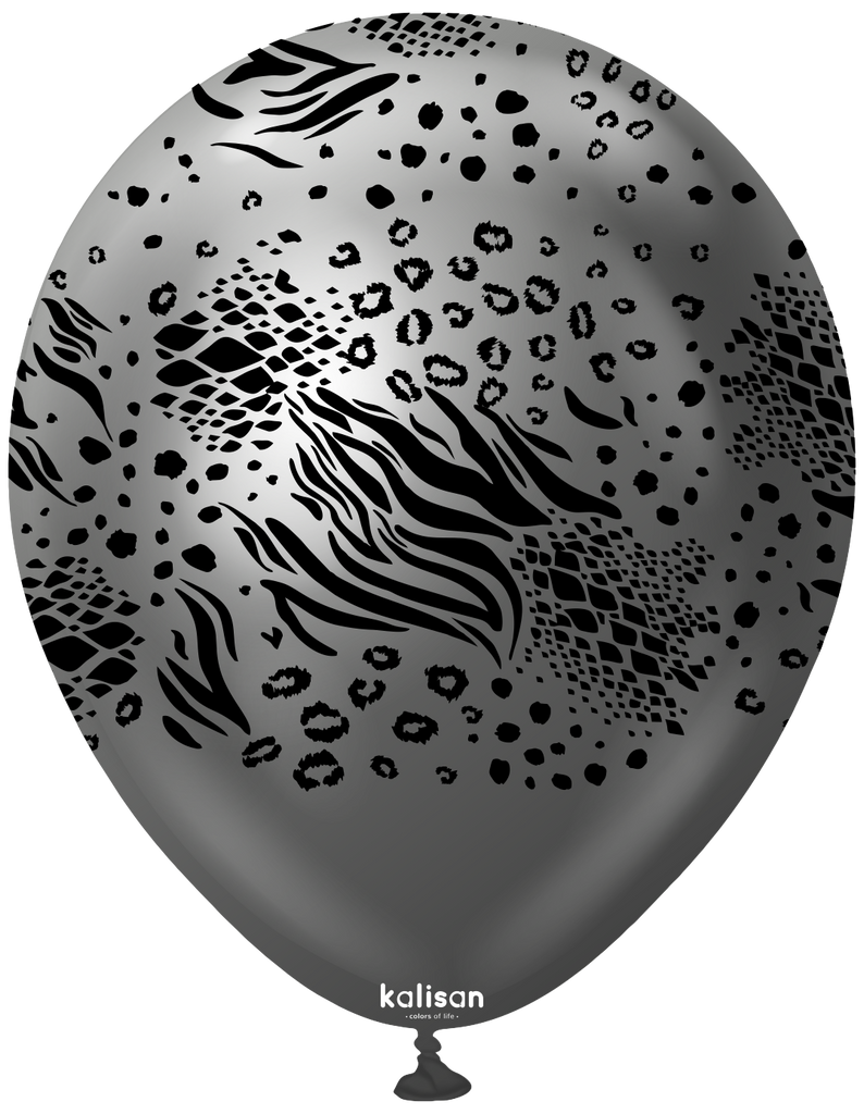 12" Balloons Printed Mutant Safari Mirror Space Grey Kalisan (25 Per Bag)