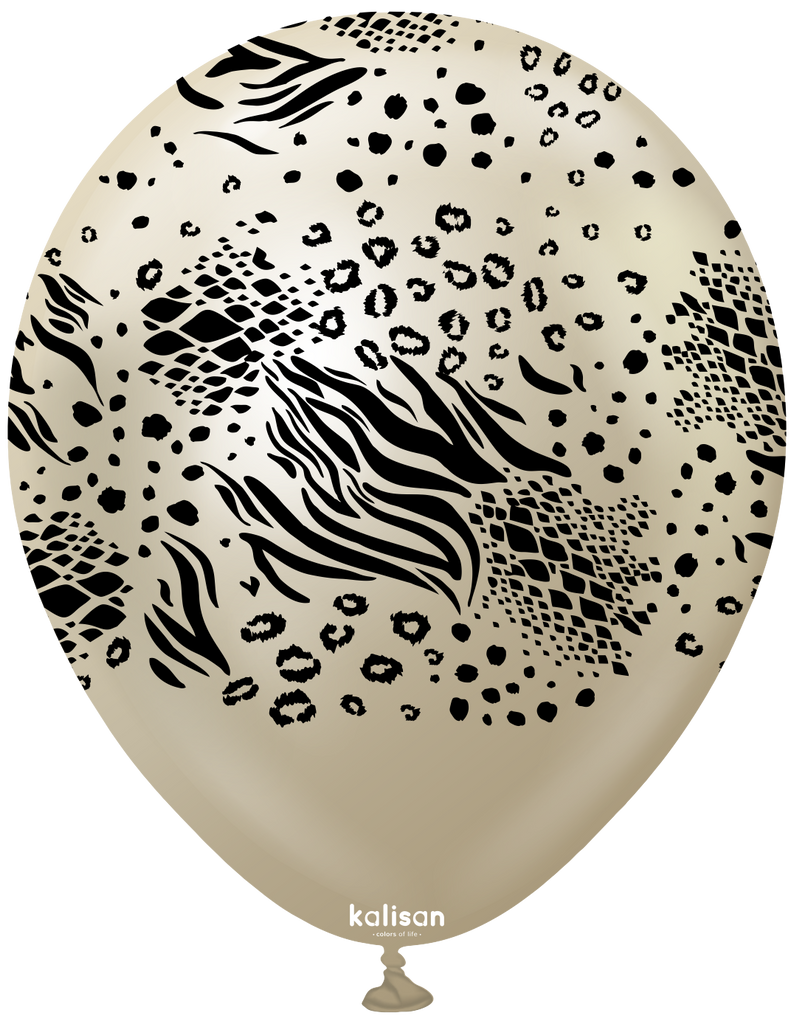 12" Balloons Printed Mutant Safari Mirror White Gold Kalisan (25 Per Bag)