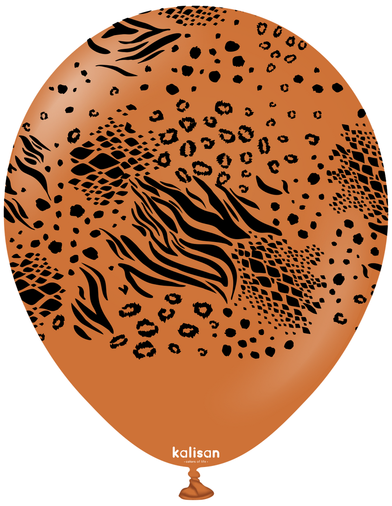 12" Balloons Printed Mutant Safari Standard Caramel Brown Kalisan (25 Per Bag)