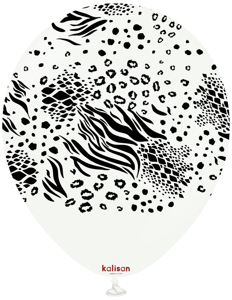 12" Balloons Printed Mutant Safari Standard White Kalisan (25 Per Bag)