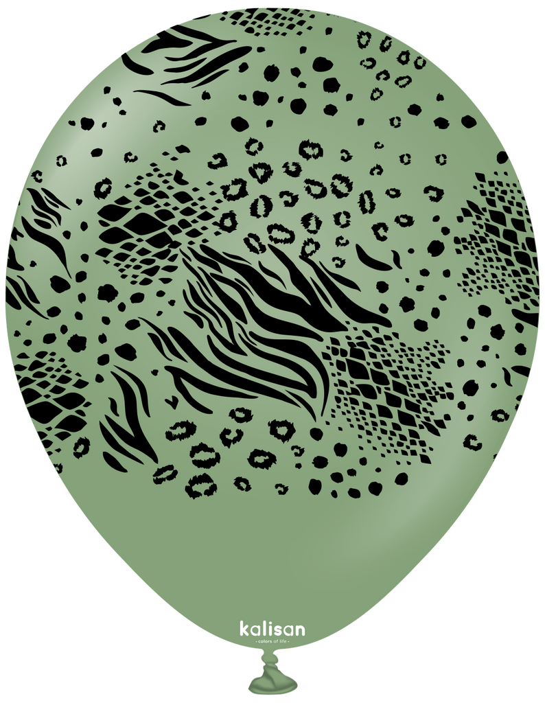 12" Balloons Printed Mutant Safari Retro Eucalyptus Kalisan (25 Per Bag)