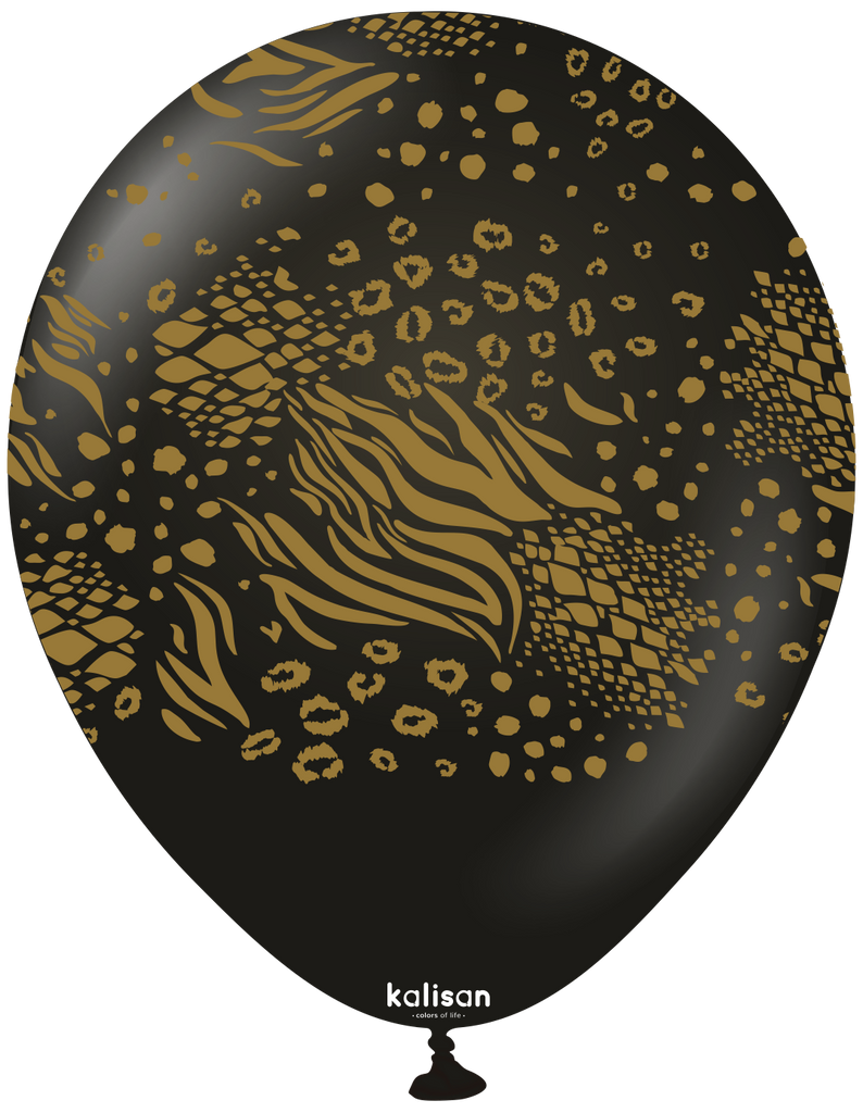 12" Balloons Printed Mutant Safari Standard Black Kalisan (25 Per Bag)