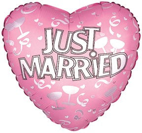17" Just Married Pink Packaged Balloon