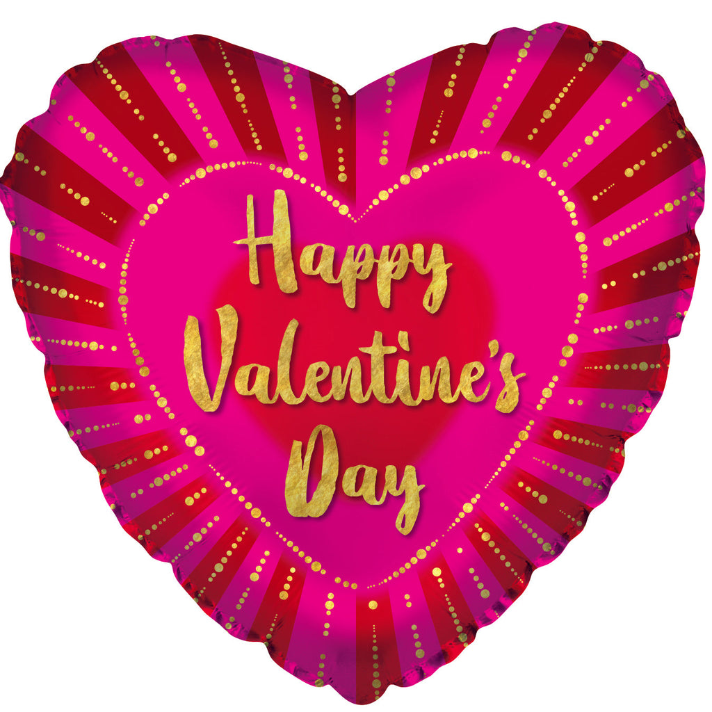 17" Happy Valentine's Day Gold Foil Beads Foil Balloon