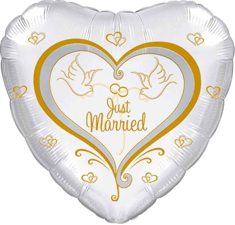 17" Just Married Doves Balloon