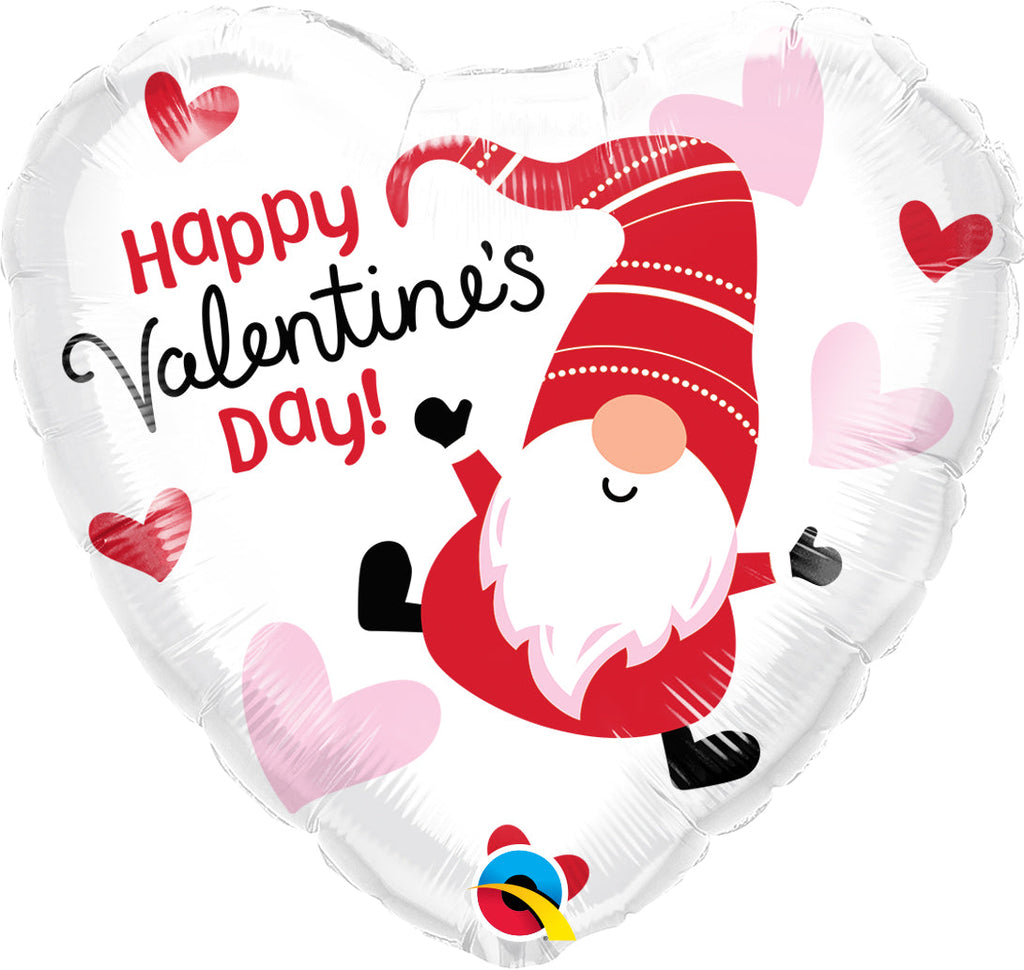 18" Heart Valentine's Day Gnome Foil Balloon