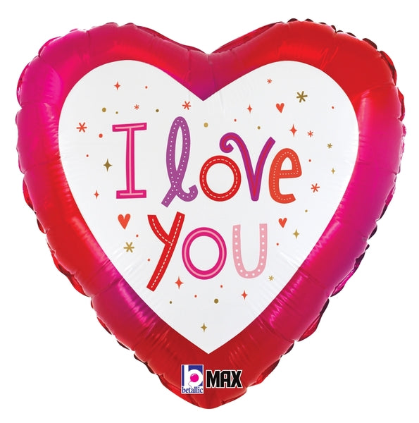 9" Airfill Only Foil Heart Love You Sparkles Foil Balloon