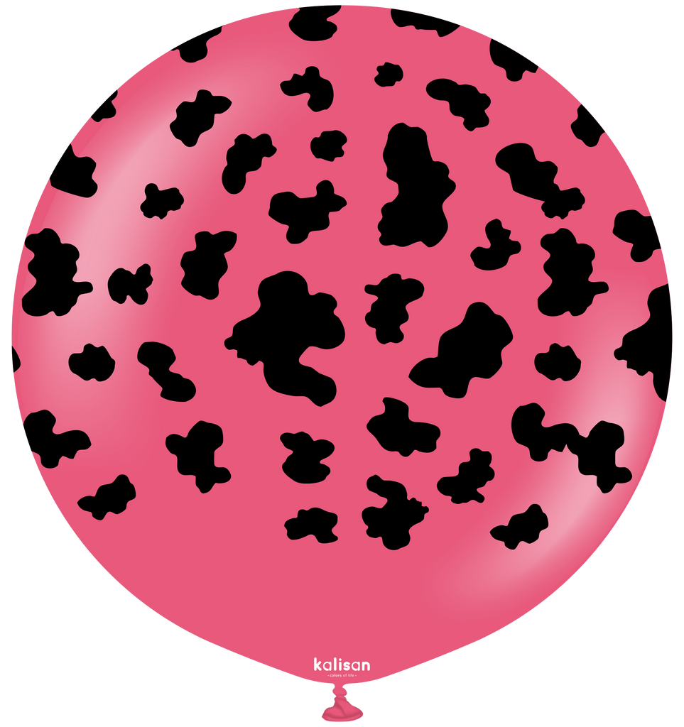 24" Kalisan Safari Cow Fuchsia (Printed Black-1 Per Bag) Latex Balloons