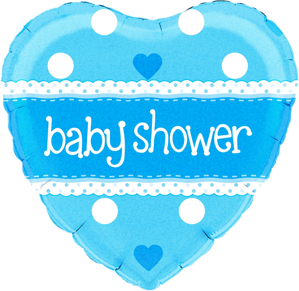 18" Baby Shower Heart Blue Holographic Oaktree Foil Balloon