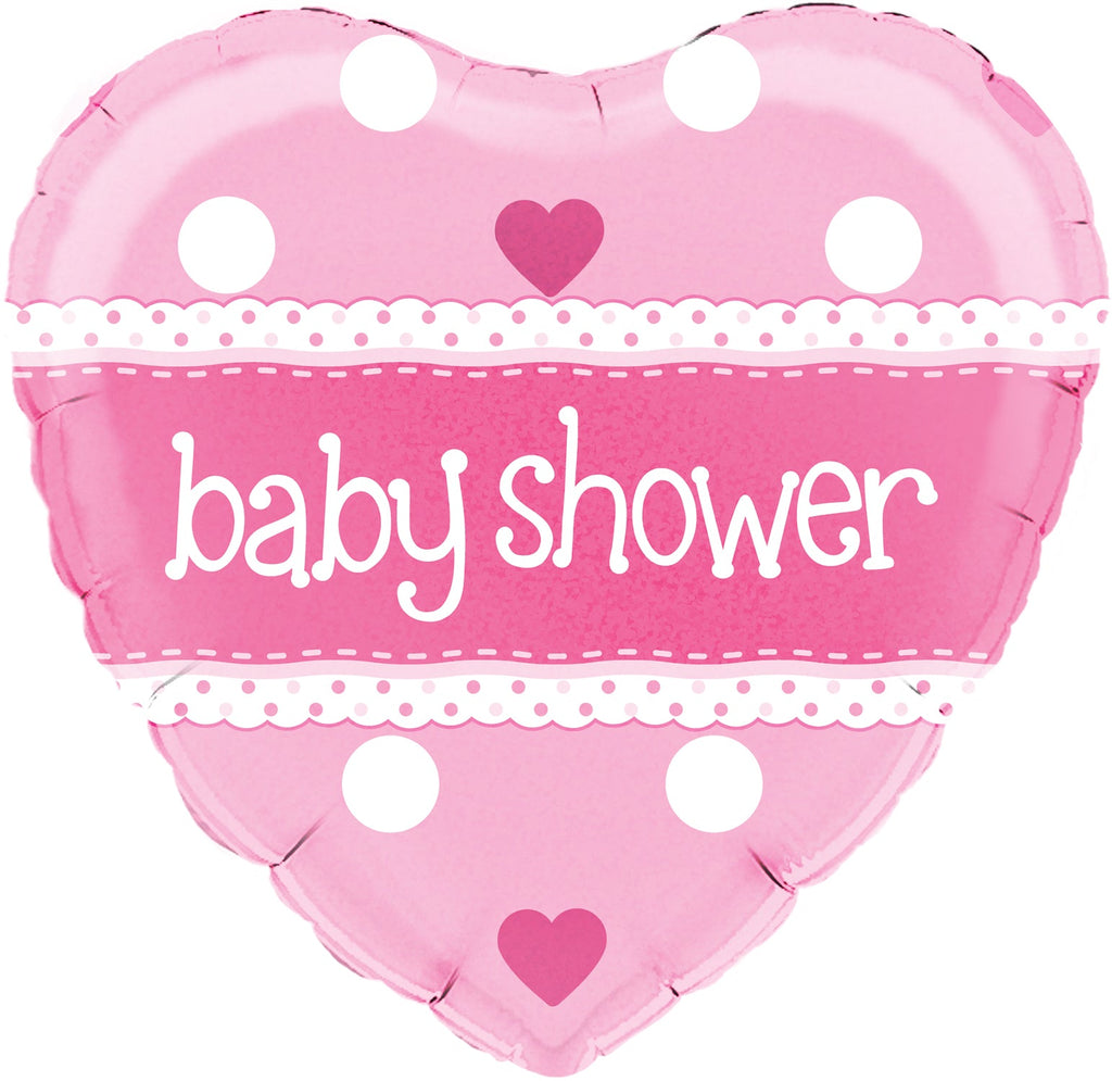 18" Baby Shower Heart Pink Holographic Oaktree Foil Balloon