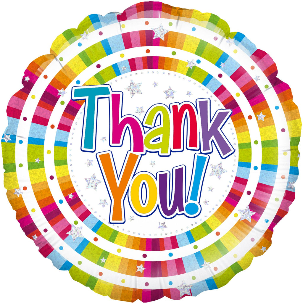 18" Bright Thank You Holographic Oaktree Foil Balloon