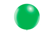 A Balloonia 23'' Professional Line Standard Green latex balloon, shiny and inflated with a tied end, is centered on a plain white background. Five balloons come per bag.