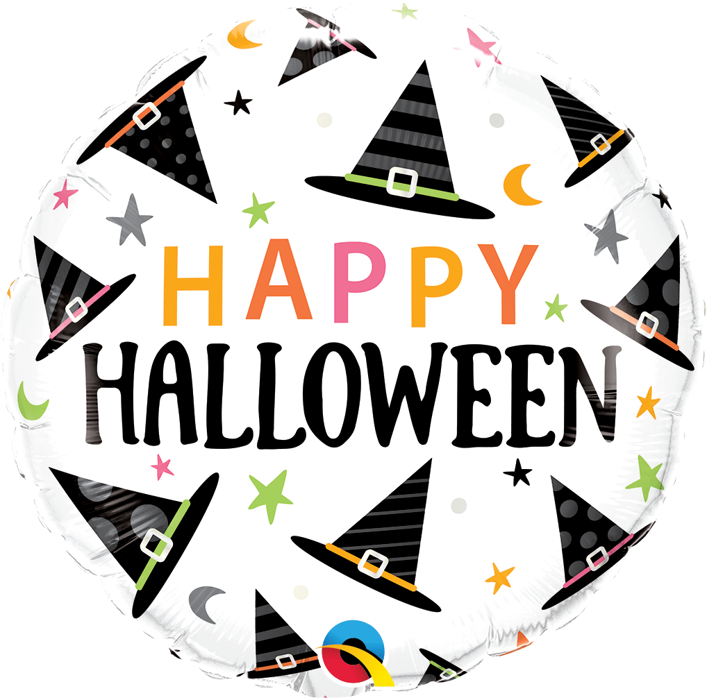 18" Halloween Witches Hats Pattern Foil Balloon
