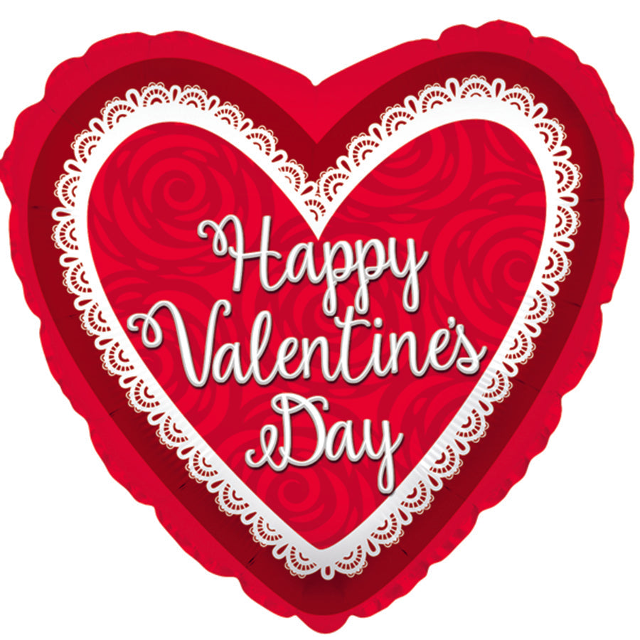 27" Happy Valentine's Day Doily Love You Roses Foil Balloon