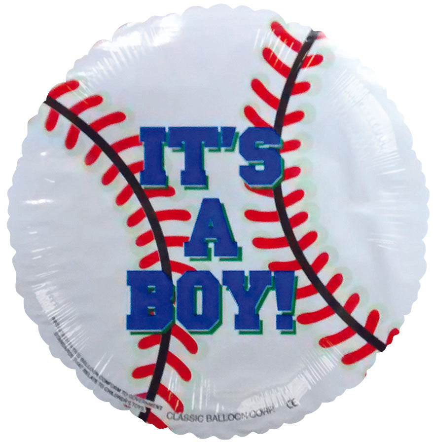 4" Airfill Only It's a Boy Blue Baseball Balloon