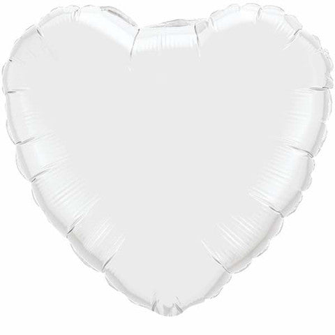 9" White Solid Color Heart Airfill Only Balloon