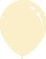 A classic 18" Deco Ivory Decomex latex balloon featuring a pale yellow hue and a neatly tied end, floating against a white background.