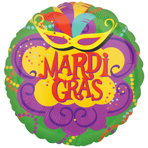 18" Vibrant Mardi Gras Mylar Balloons