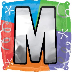 18" Designer Square Letter Balloon "M"