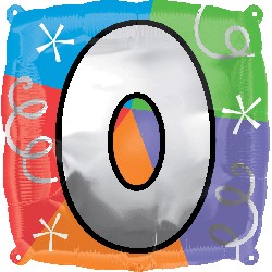 18" Designer Square Number "0" Letter "O" Balloon