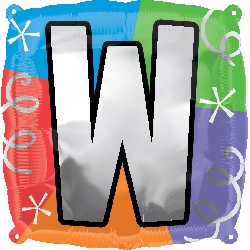 18" Designer Square Letter Balloon "W"