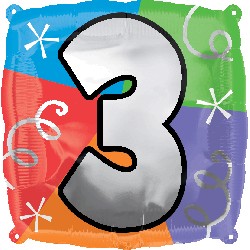 18" Designer Square Number Balloon "3"