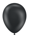 A 24" Shadow Chrome Like Tuftex Effects Latex Balloon by Tuftex with a shiny, slightly reflective black surface, inflated and floating against a plain white background.