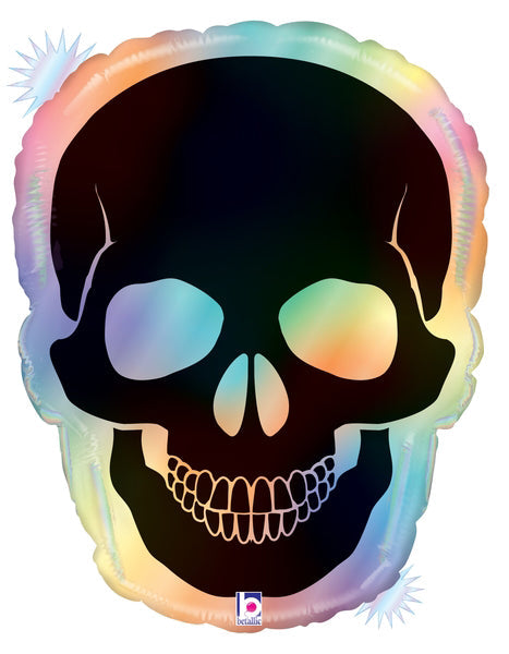 27" Shape Holographic Opal Skull Foil Balloon