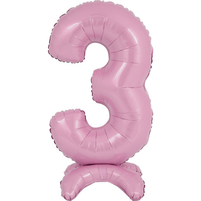 25" Number Standup 3 Pastel Pink Foil Balloon