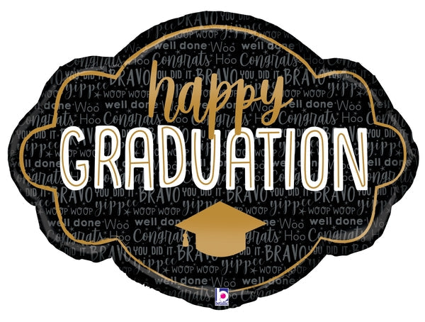 36" Foil Shape Happy Graduation Frame Foil Balloon