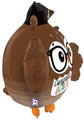 The Betallic Brand 28" Multi-Sided Foil Shape Dimensionals Grad Owl Foil Balloon features a round, brown owl with glasses and a graduation cap, holding a colorful "Congrats Grad!" sign.