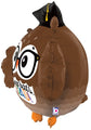 The Betallic Brand 28" Multi-Sided Dimensionals Grad Owl Foil Balloon features a brown owl with glasses, a black graduation cap with yellow tassel, and “Congrats” in colorful letters on its chest.