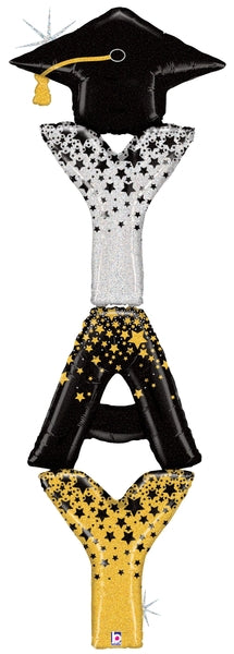 60" Foil Shape Packaged Special Delivery Yay Grad Foil Balloon