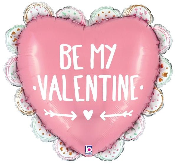 29" Foil Shape Valentine Doodle Ruffle Heart Foil Balloon