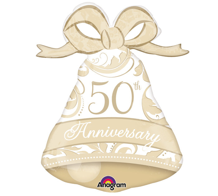 27" Gold Elegant 50th Anniversary Bell Balloon