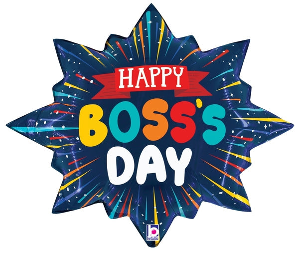 32" Foil Shape Boss's Day Burst Foil Balloons