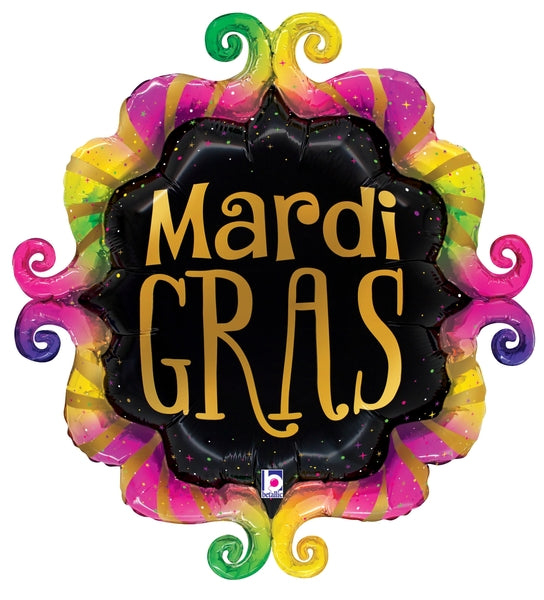 28" Foil Shape Mardi Gras Fancy Frame Foil Balloon