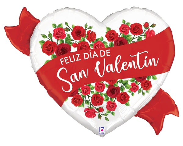 29" Foil Shape Satén Rojo Rosas San Valentín (Spanish) Foil Balloon