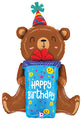 Not Inflated 34" Birthday Smiley Gift Bear Foil Balloon Made By Betallic LLC St. Louis, MO