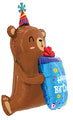 Uninflated 34" Birthday Smiley Gift Bear Foil Balloon Brand Name Betallic LLC St. Louis, MO